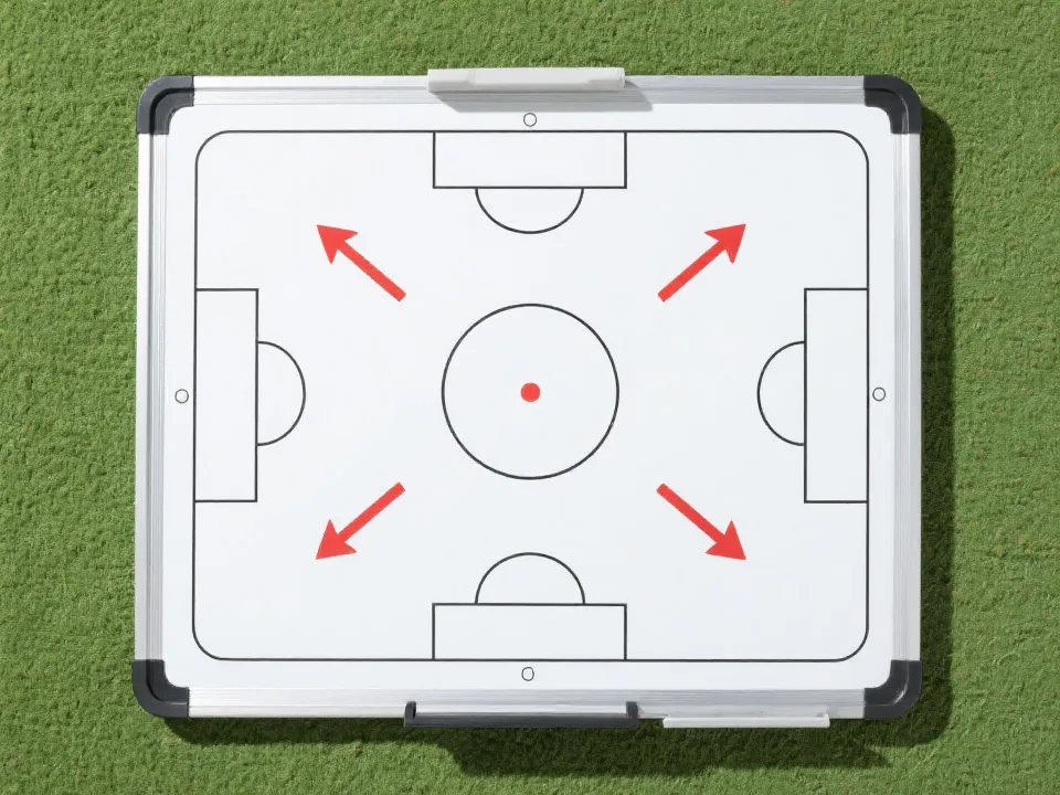 战术板示意图：站位与跑动路线